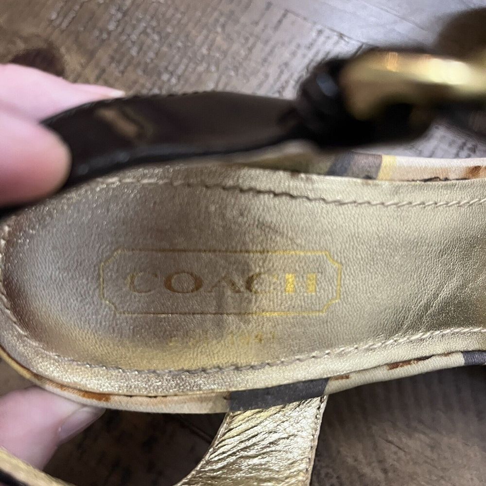 Coach Black Monogram Scribble Klara Wedge Sandals Size‎ 7.5C - Picture 4 of 7